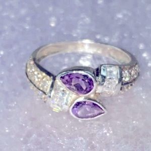 Silver 925 & Amethyst Ring (Size 7)